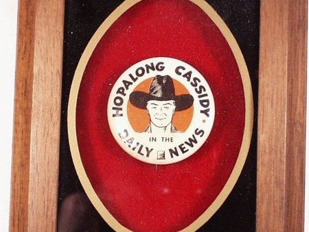 Hoppalong Cassidy Daily News Button in wooden frame Online now