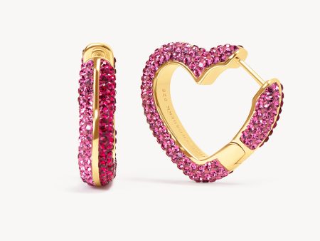 Ruby Rose Heart Sparkle Hoop Earrings For Cheap